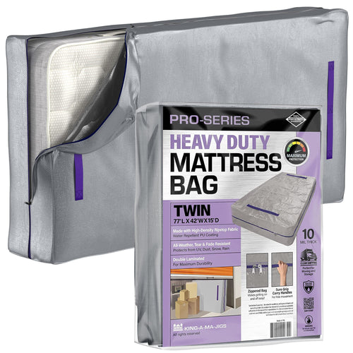 (Twin) 10 Mil Thick - Moving And Storage Mattress Bag W Zipper And 8 Carrying Handles - Waterproof - Uv Resistant - Heavy Duty -