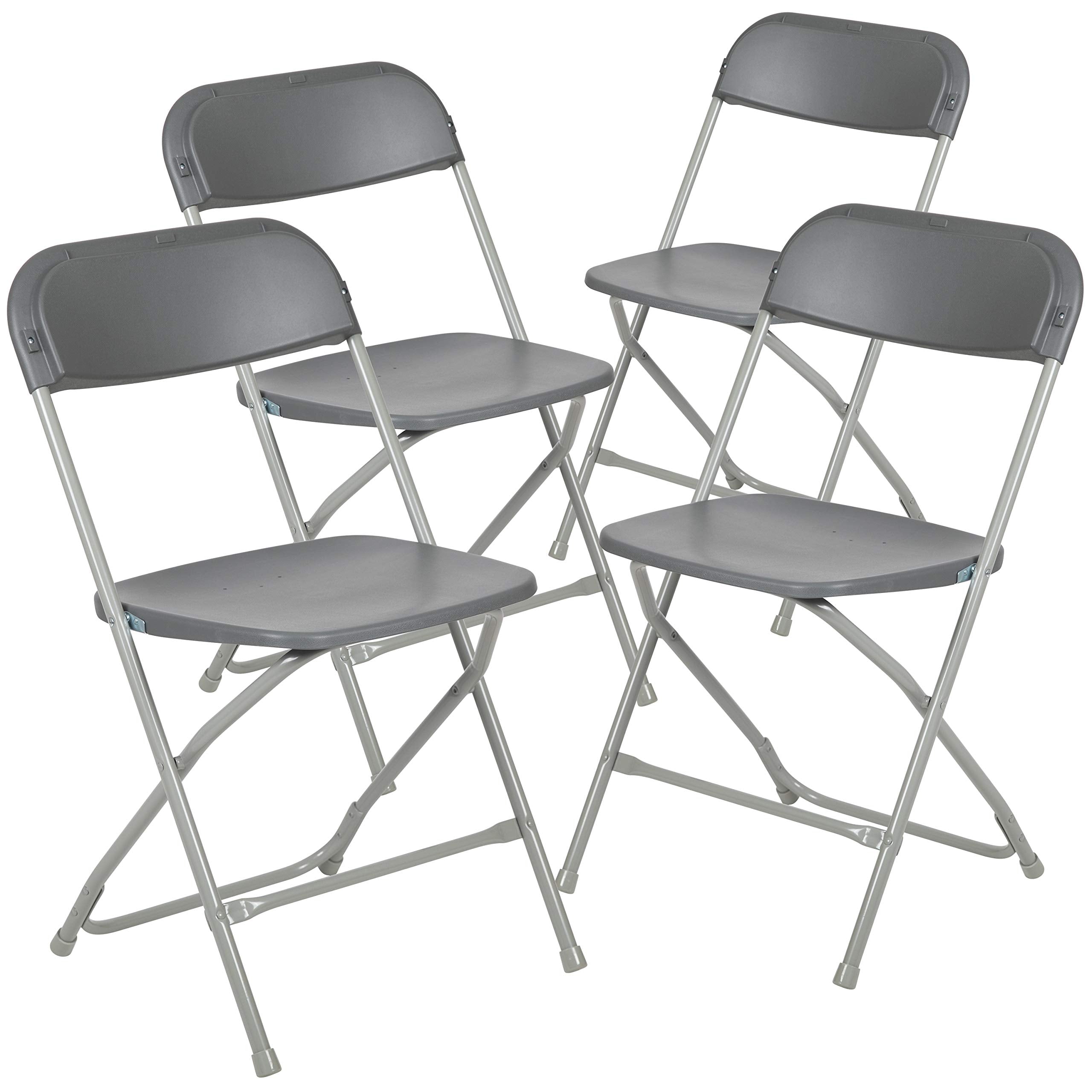 Flash Furniture Hercules™ Series Plastic Folding Chair - Grey - 4 Pack 650Lb Weight Capacity Comfortable Event Chair-Lightweight Folding Chair