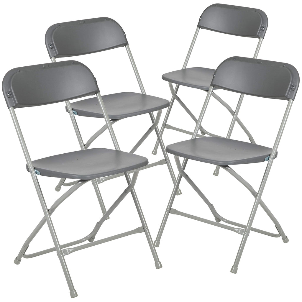 Flash Furniture Hercules™ Series Plastic Folding Chair - Grey - 4 Pack 650Lb Weight Capacity Comfortable Event Chair-Lightweight Folding Chair