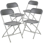 Flash Furniture Hercules™ Series Plastic Folding Chair - Grey - 4 Pack 650Lb Weight Capacity Comfortable Event Chair-Lightweight Folding Chair