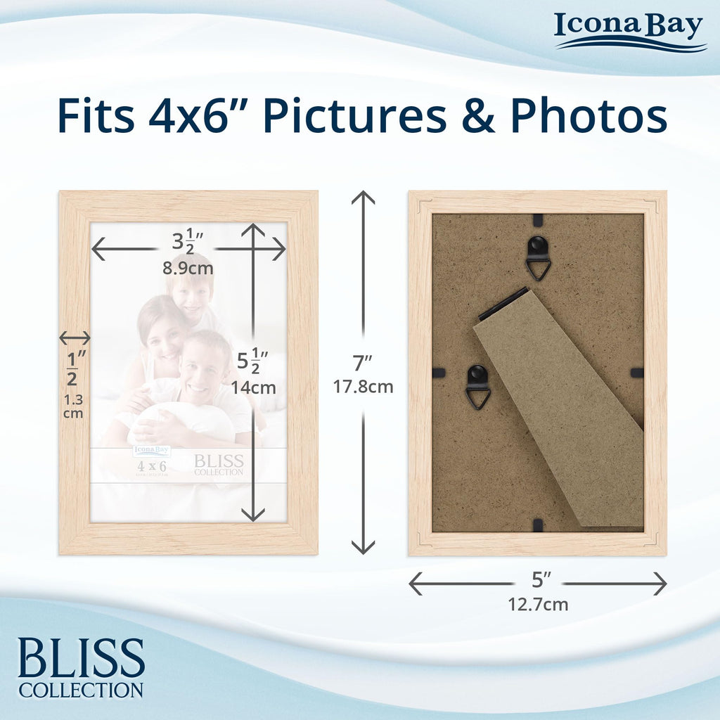 Icona Bay 4X6 Light Oak Picture Frame, Modern Style Wood Composite Frame, Table Top Or Wall Mount, Bliss Collection