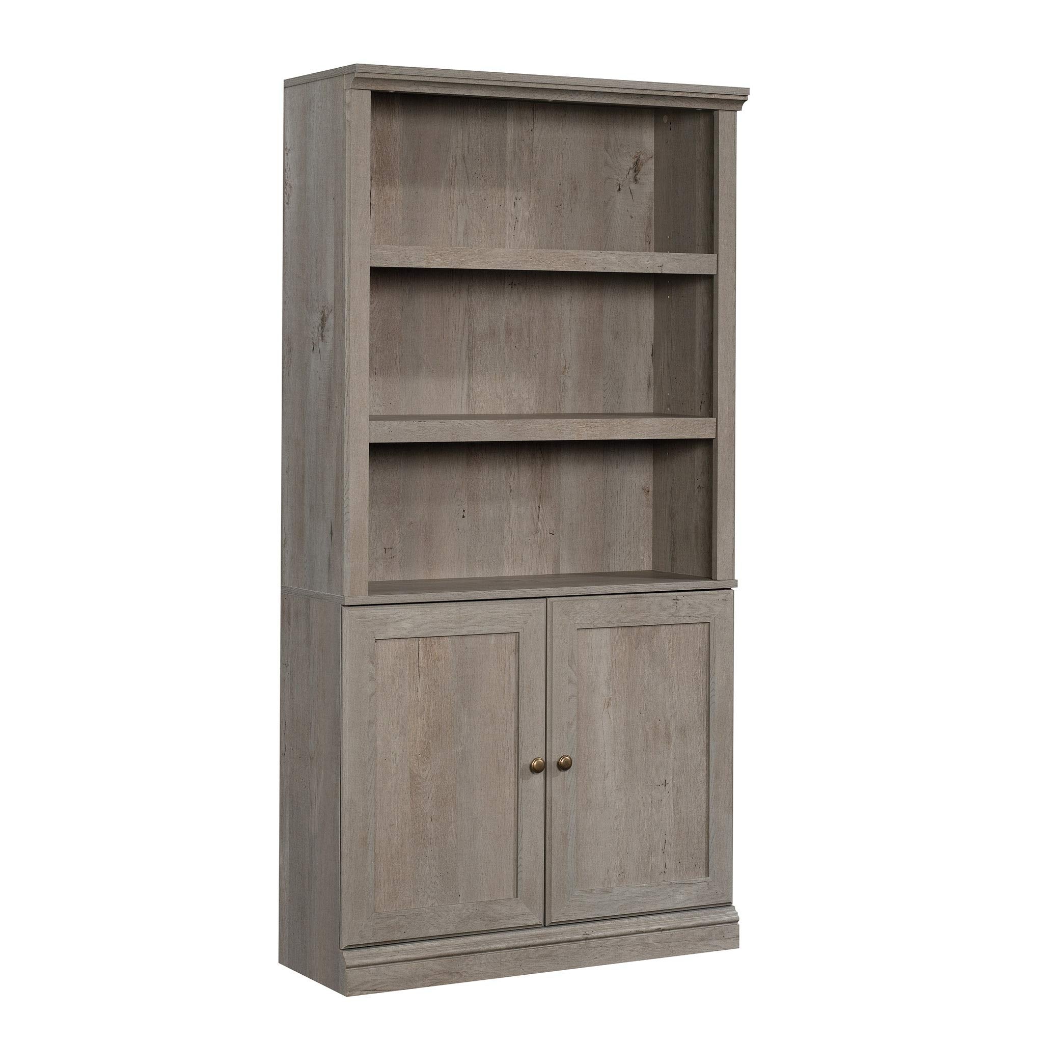 Sauder Select Book Shelf, Bookshelf with Storage, Library Bookcase with Doors and Adjustable Shelves, in Mystic Oak