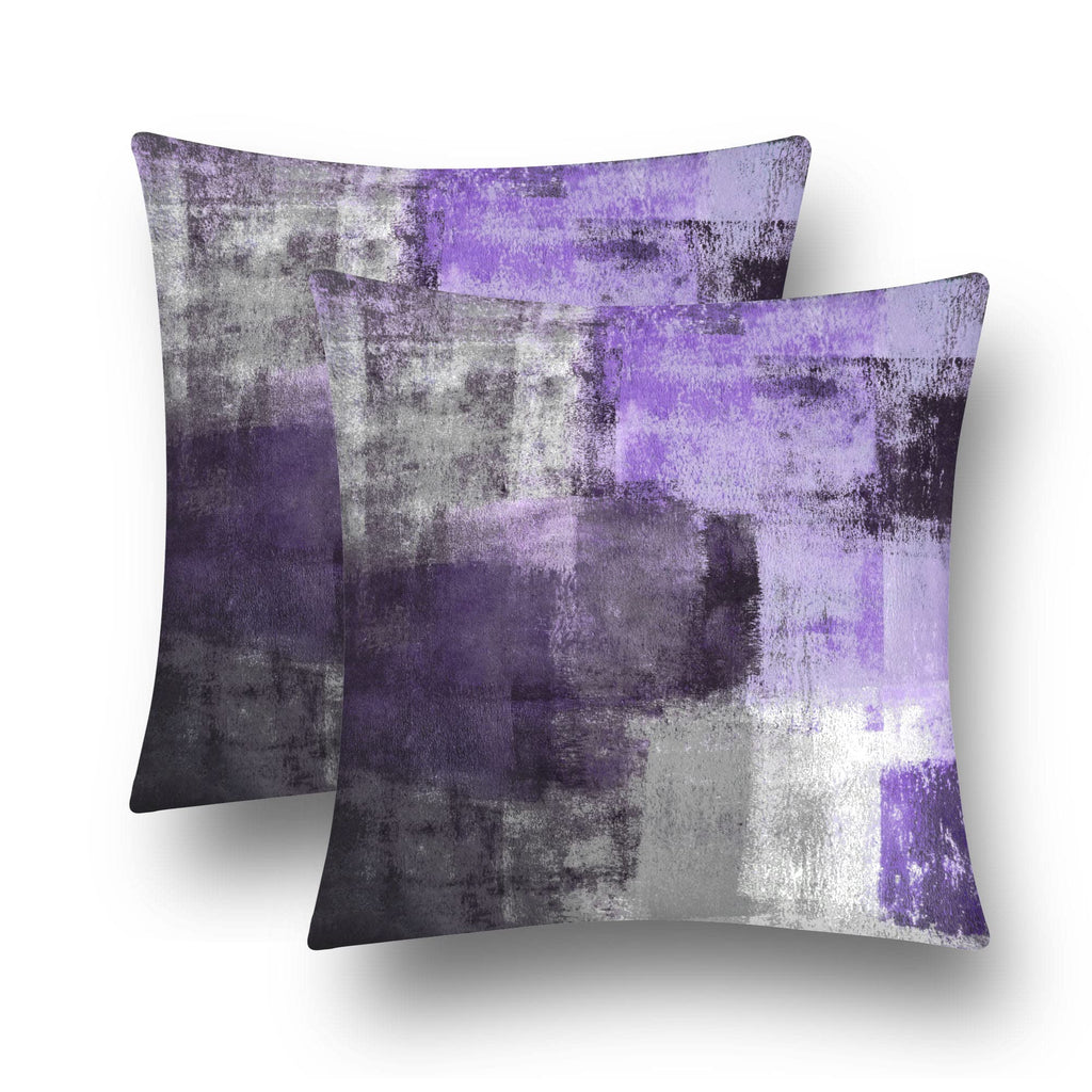 Chiinvent Purple Velvet Abstract Pillow Covers Set Of 2 Modern Accent Violet Gray Throw Pillow Cover Soft Elegant Decorative Cou