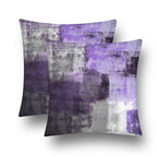Chiinvent Purple Velvet Abstract Pillow Covers Set Of 2 Modern Accent Violet Gray Throw Pillow Cover Soft Elegant Decorative Cou