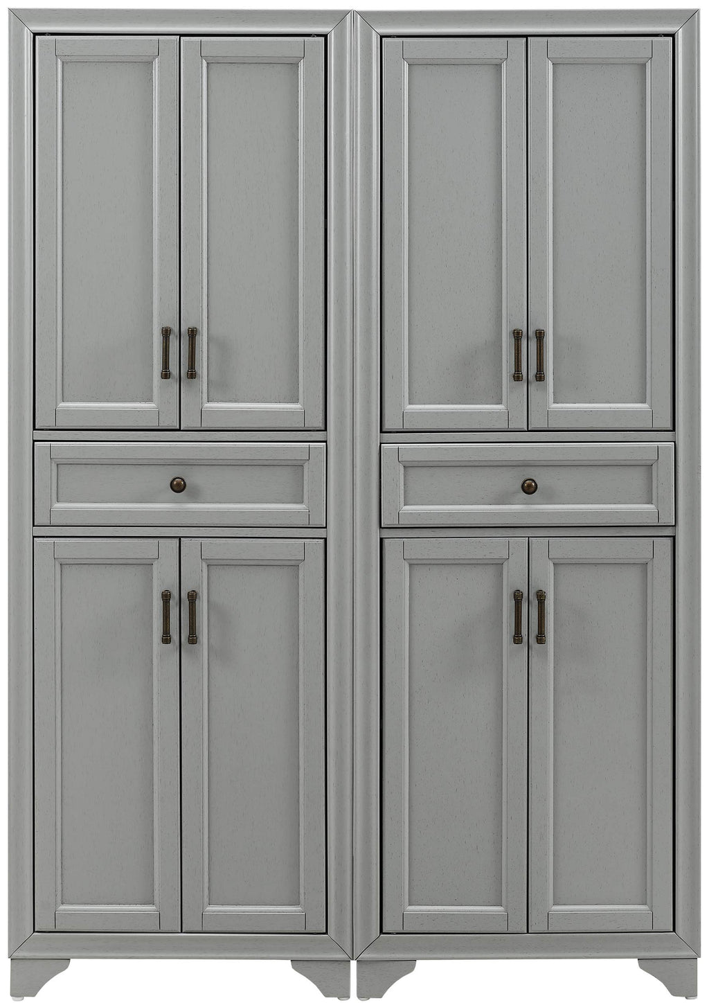 Crosley Furniture Tara 2-Piece Pantry Storage Cabinet Set With Shelves, Kitchen, Dining, Or Laundry Room, Distressed Gray