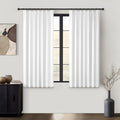 Bright White Heat Blocking Textured Pinch Pleated Cafe Short Curtains 45 Inch Length,Blackout Drapes Flax Linen 2 Panels Set Bat