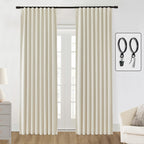 SHINELAND Beige Curtains for Living Room,Blackout Curtains Drapes 96 Inches Long Modern Back Tab Pleated with Hooks Rings Clip 8