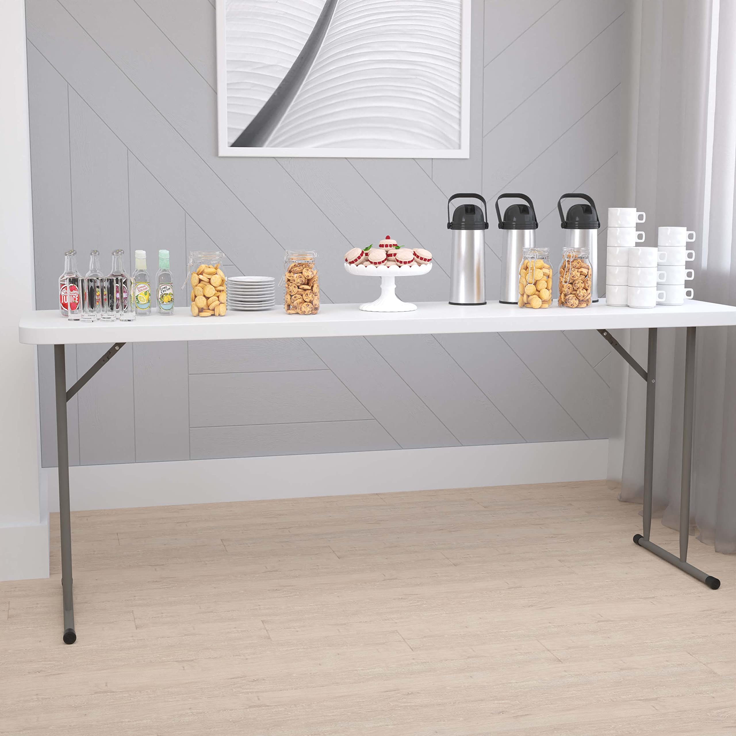 Flash Furniture Kathryn 10 Pack 6-Foot Rectangle Granite White Plastic Folding Training/Seminar Table