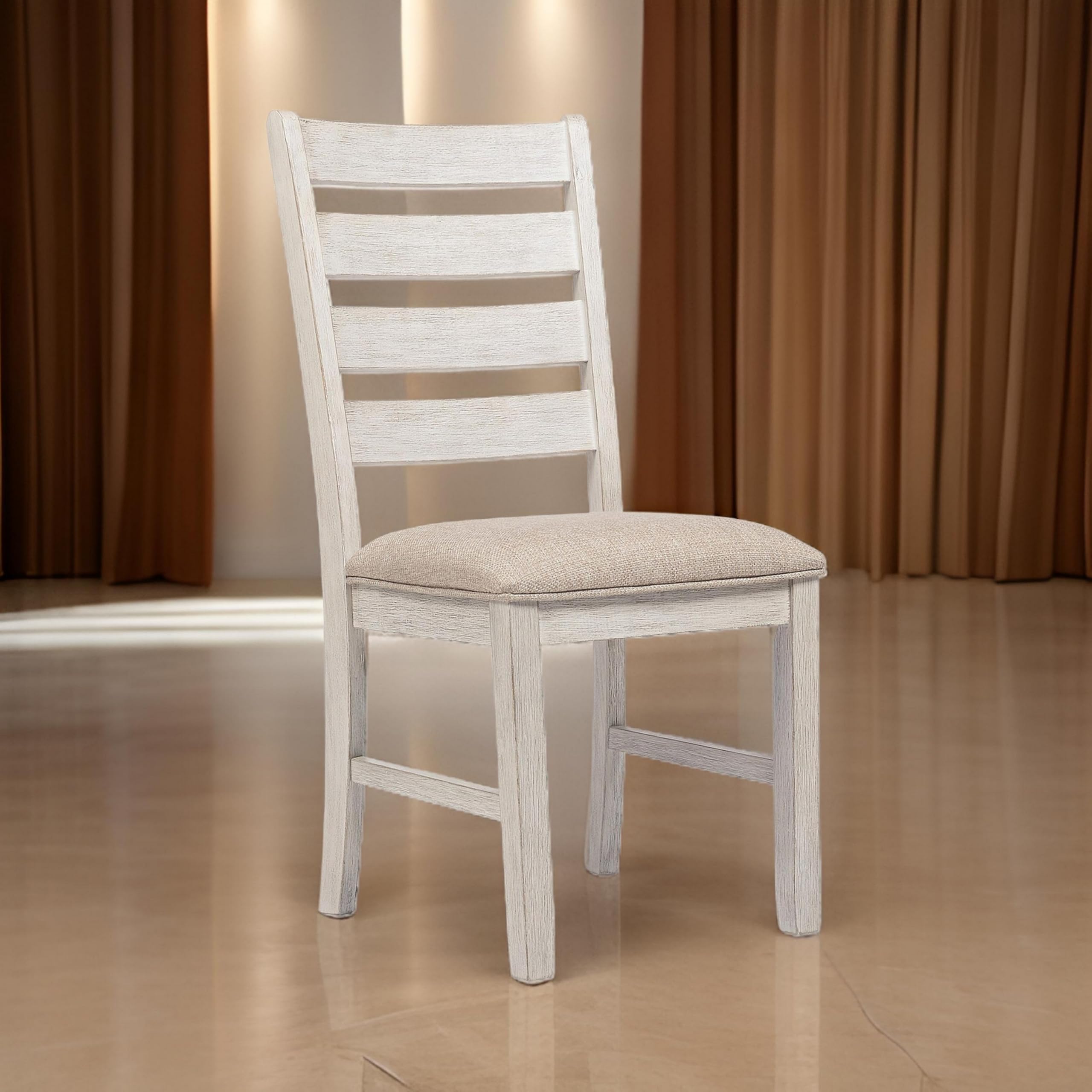 Benjara Fabric Dining Side Chair with Ladder Back - Thumbnail 3