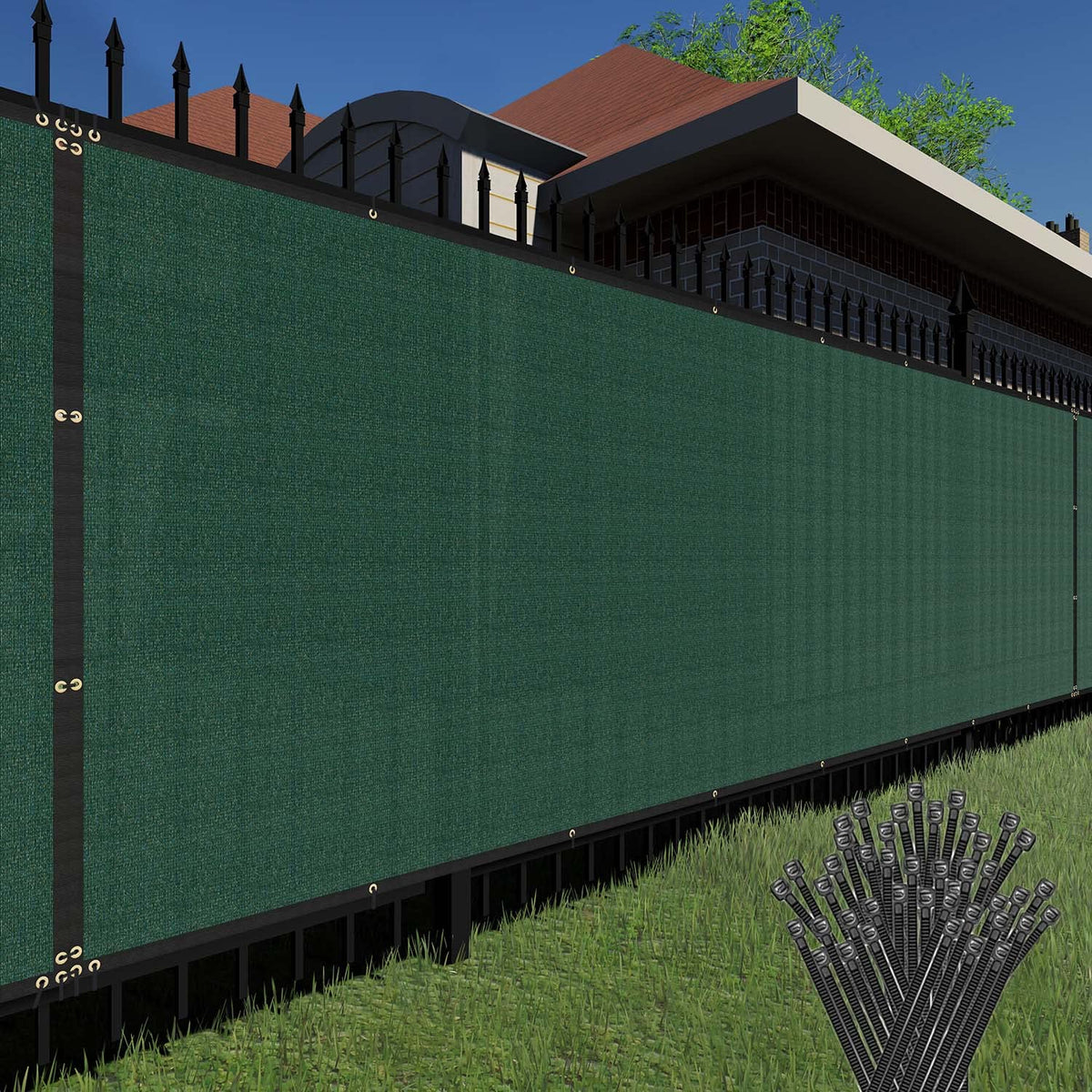 Tang Sunshades Depot 5'Ftx16'Ft Green Privacy Fence Screen Temporary Fence Screen 150 Gsm, Heavy Duty Windscreen Fence Netting F