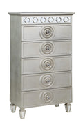 Acme Varian 5 Drawers Wooden Chest with Mirror Inlay in Silver