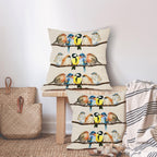 Oil Painted Bird Pillow Covers 18X18 Inch Rustic Birds Tree Branches Decorative Pillow Cases Wildlife Spring Summer Cotton Linen
