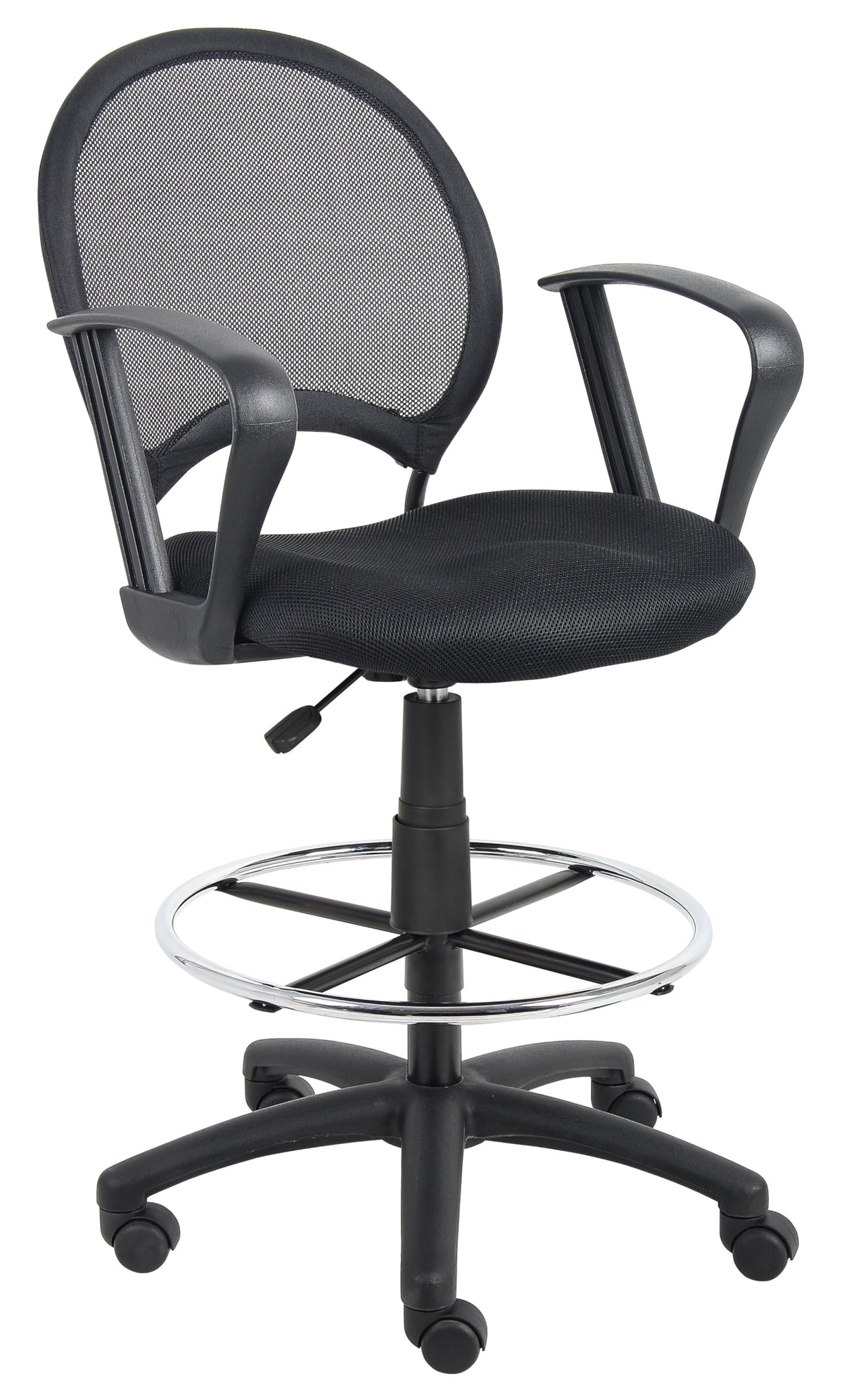 Boss Office Products Mesh Drafting Stool With Loop Arms In Black