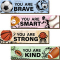 Geetery 4 Pcs Sport Bedroom Wall Decor Boys Room Decor for Kids Soccer Basketball Baseball Football Wall Art Inspirational Woode