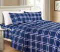 Elegant Comfort Lilliana Plaid 6-Piece Sheet Set, Supreme Coziness Fade & Wrinkle Resistant, 1500 Premium Hotel Quality Microfiber, Sheet Featuring Smart Pockets, Plaid Sheet Set, Full, Navy Blue
