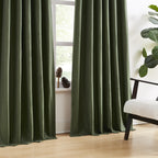 Dualife Olive Green Pinch Pleated Curtains 84 Inches Long Burg,Back Tab With Hooks, Cooling Heat Reflective Linen Drapes For Bed