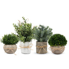 PENGYEE 4Pcs Small Fake Plants, Artificial Plants Indoor, Faux Plants for Home Decor, Small Faux Plants in White Pot for Bathroo