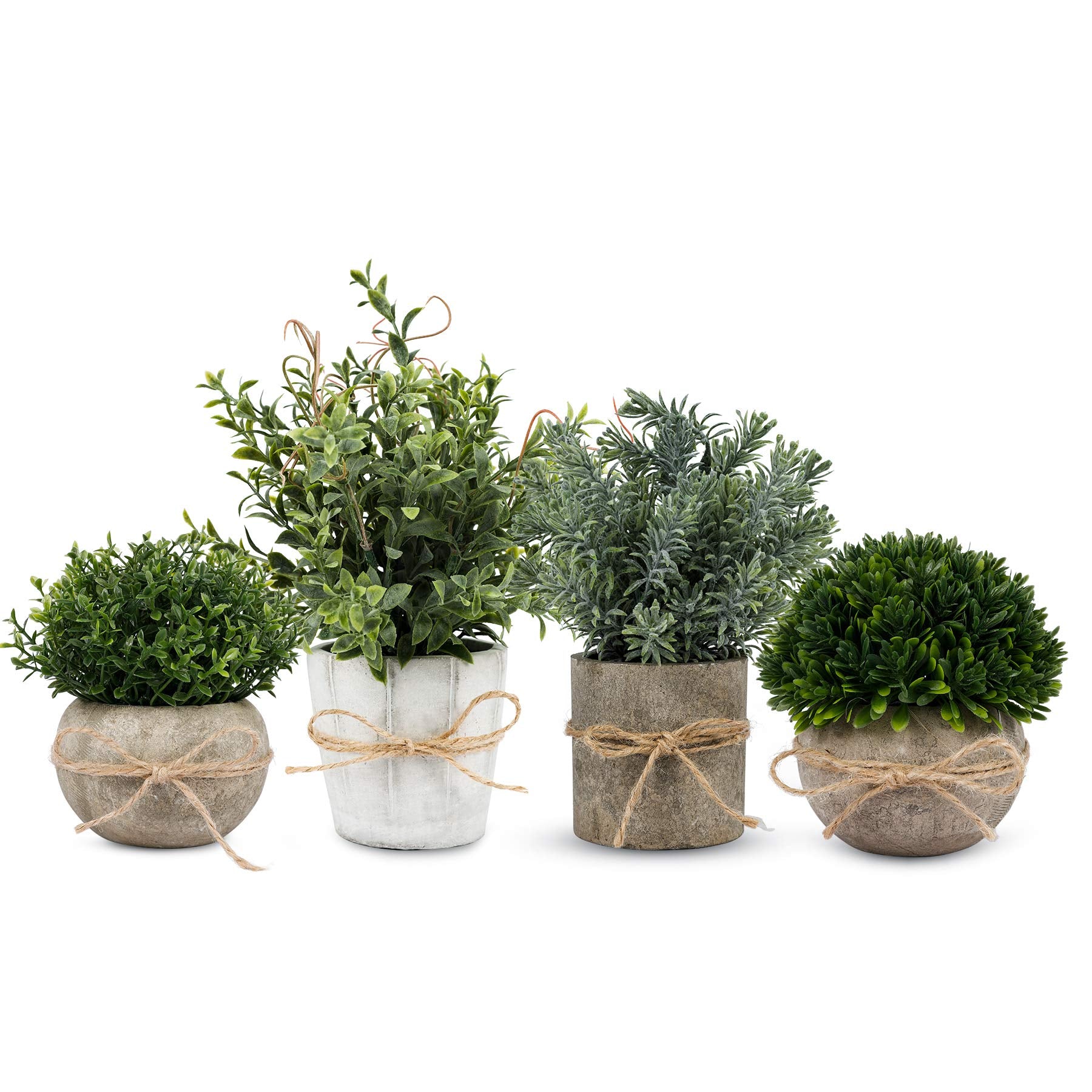PENGYEE 4Pcs Small Fake Plants, Artificial Plants Indoor, Faux Plants for Home Decor, Small Faux Plants in White Pot for Bathroo
