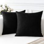 Otostar Linen Throw Pillow Covers Set Of 2 Decorative Square Pillowcases Cushion Covers 28X28 Inch For Home Decor Sofa Bedroom Car 70 X 70 Cm Black