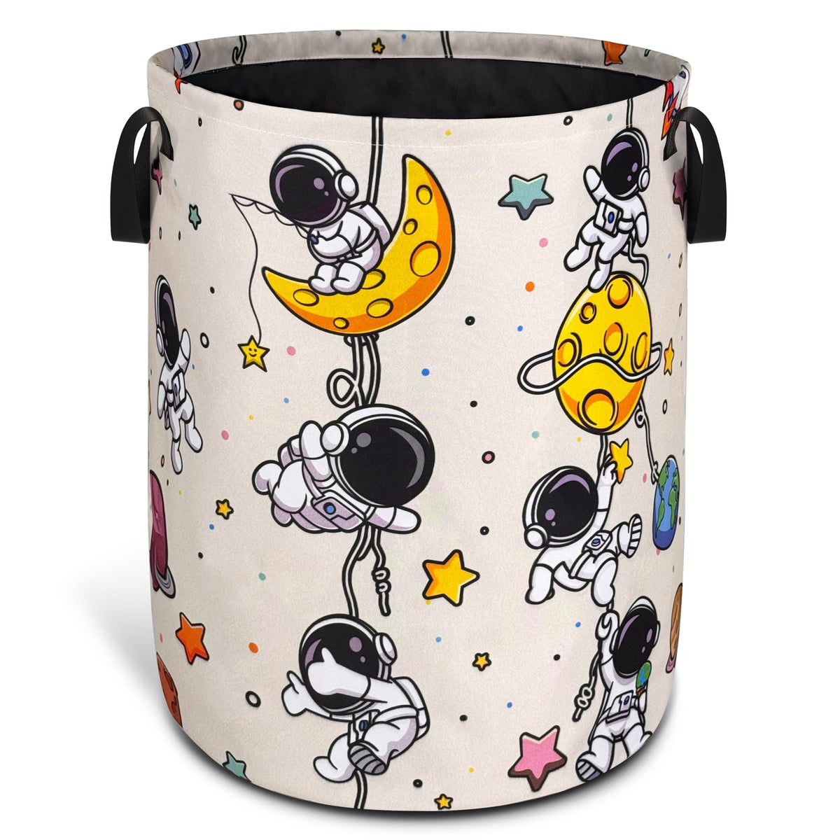 Astronaut Laundry Basket Round Oxford Cloth Foldable Hamper 18.9 X 16.5In