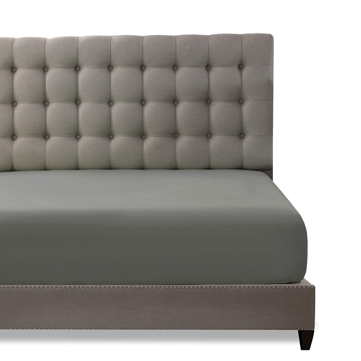 Toodou Hotel Luxury Deep Pocket Twin Deep Gray Fitted Bottom Sheet With Ultra-Soft Wrinkle Stain Resistant Is Made Of The Microf