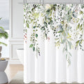 Gibelle Extra Long Shower Curtain 72 x 84, Tall Sage Green Floral Fabric Shower Curtain, Watercolor Plant Eucalyptus Leaves Bath
