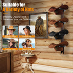 Cinati Cowboy Hat Rack, Cowboy Hat Holder Wall Mount Holds Up To 4 Hats, Wooden Western Rustic Metal Cowboy Hat Hanger With Arro