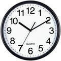Bernhard Products Black Wall Clock, Large 13-Inch Silent Non Ticking Quartz Battery Operated Round Easy to Read Classroom/Home/S