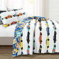 Lush Decor Race Car Kids' 2-Piece Quilt Bed Set, Reversible Bedding Set For Boys, White, Twin
