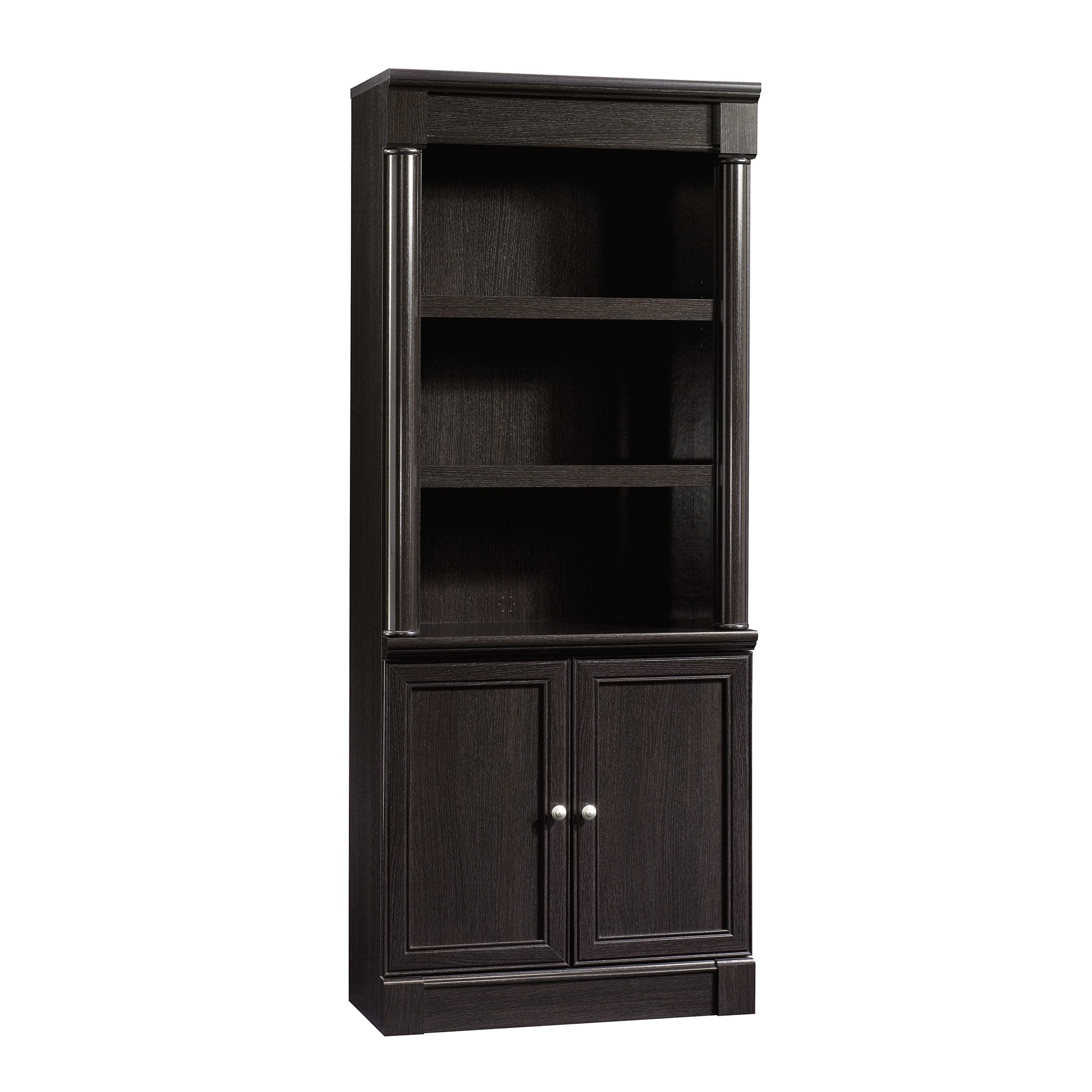 Sauder Palladia Library with Doors/Book Shelf, L: 29.37 x W: 13.90 x H: 71.85, Wind Oak