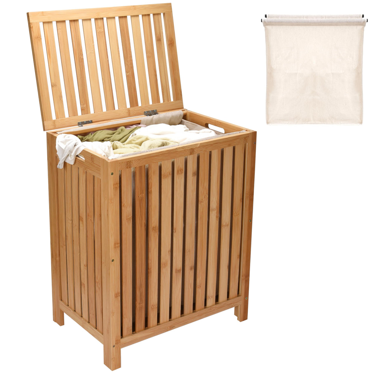 2LB Depot Laundry Hamper  25x20x13Inch Waterproof Bamboo Laundry Basket with Lid  Clothes Hamper for Clothes, Versatile Stora