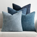 Miulee Pack Of 4 Couch Throw Pillow Covers 16X16 Inch Neutral Blue Soft Decorative Chenille Pillow Covers Farmhouse Cushion Cove