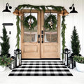 SEEKSEE Cotton Buffalo Plaid Rug 3x5 Black and White Checked Rug Washable Doormats Indoor Outdoor Rugs for Layered Front Door 