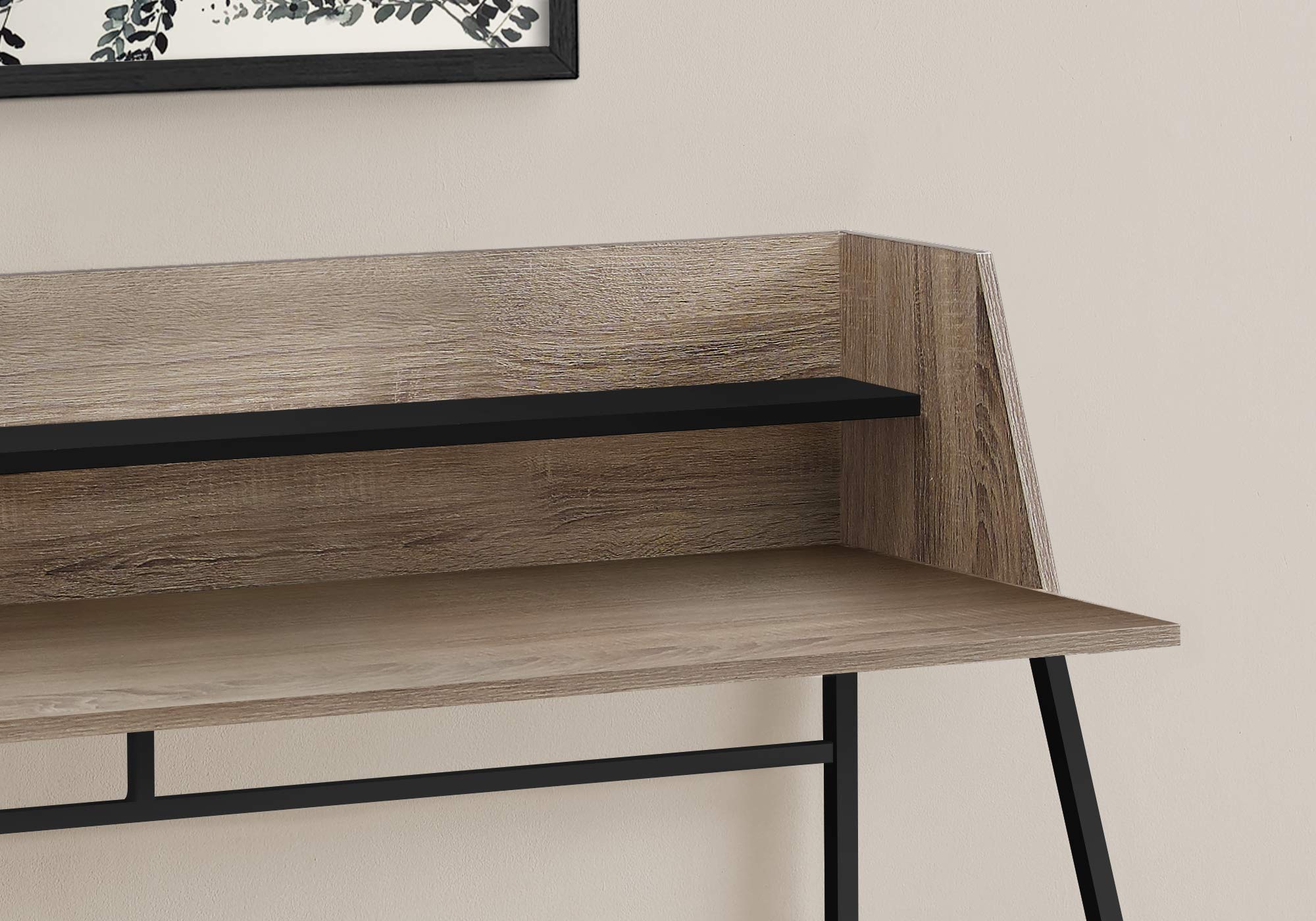 Monarch Specialties 7546 Computer Desk, Home Office, Laptop, Storage Shelves, 48' L, Work, Metal, Laminate, Brown, Contemporary, Modern Desk-48, 47.25'L x 23.75'W x 39.25'H, Dark Taupe Wood-Look/Black