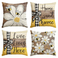 Avoin Colorlife Home Sweet Home Bee Daisy Throw Pillow Covers, 20 X 20 Inch Love Lives Here Spring Summer Stripes Polka Dots Cus