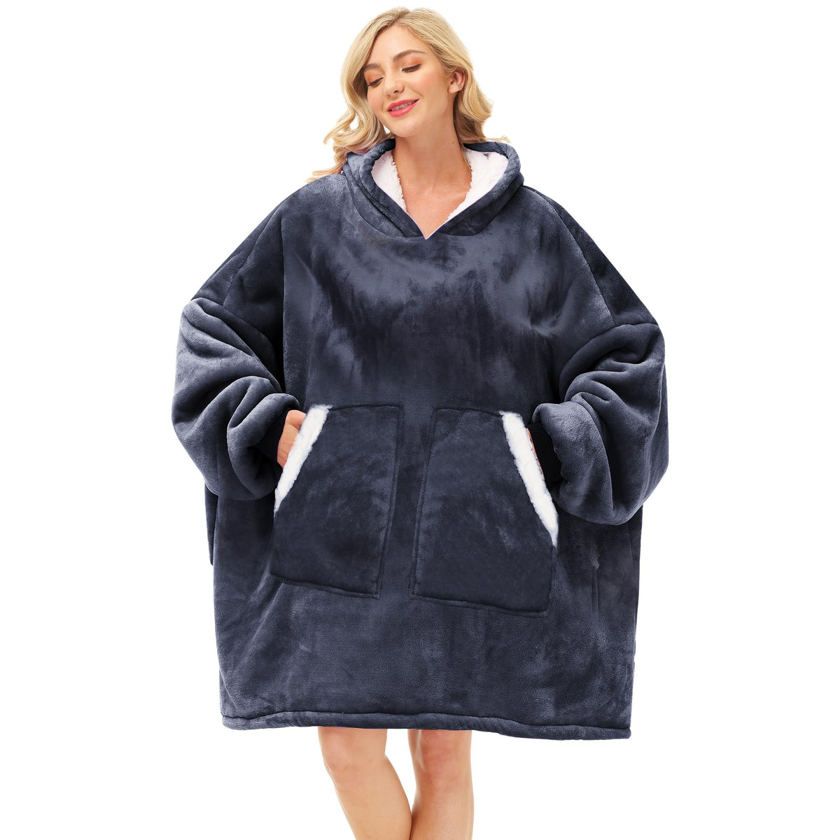 Kipswiza Wearable Blanket Hoodie, Sherpa Hooded Blanket Gifts For Women Mom Friends Teen Men, Thick Warm Cozy Weatshirt Blanket