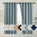 NICETOWN 100% Absolutely Blackout Linen Curtains with Thermal Insulated Liner, Skylark Blue, 62 Wide, 63 Length Energy Saving Cu