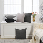 Deconovo Soft Cushion Covers Pillow Covers Faux Linen Pillow Covers With Invisible Zipper For Sofa 18X18 Inch Grey 4 Pcs Case On