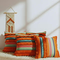 Sleepy Threads Cushion Cover Decorative Multicolor Striped | Set Of 4 | Throw With Sofa,Living Room,Bedroom, Deewan, 16X16 Inch/
