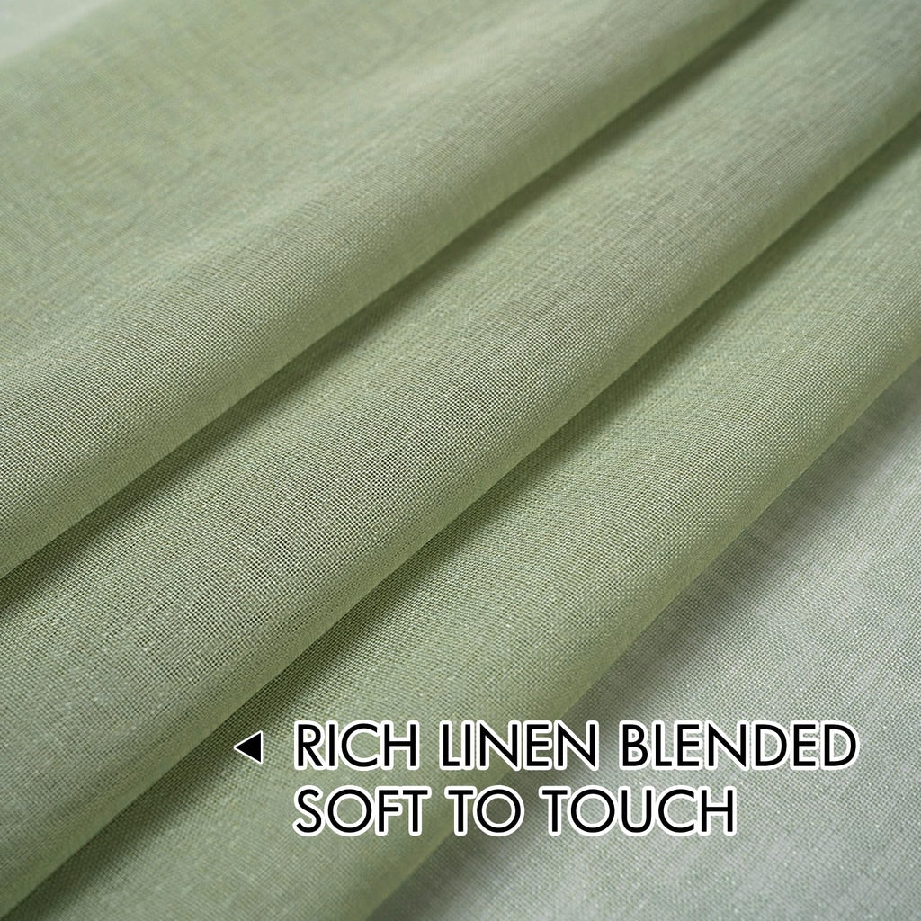 Miulee 2 Panels Sage Green Semi Sheer Window Curtains Elegant Grommet Top Window Voile Panels/Drapes/Treatment Linen Textured Light Green Panels For Bedroom Living Room (54X84 Inches)