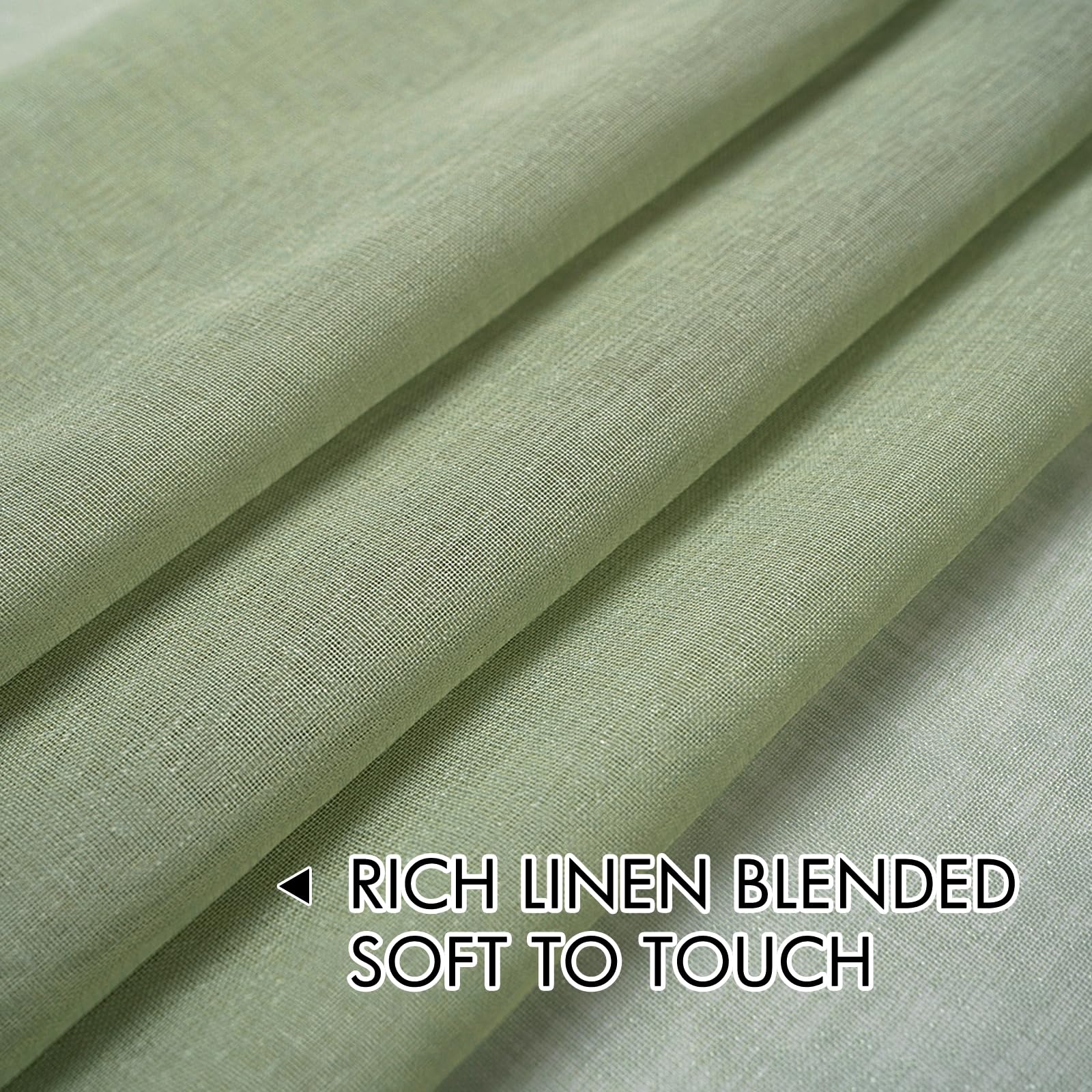 Miulee 2 Panels Sage Green Semi Sheer Window Curtains Elegant Grommet Top Window Voile Panels/Drapes/Treatment Linen Textured Light Green Panels For Bedroom Living Room (54X84 Inches)