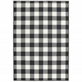 HomeRoots Polypropylene 5’x8’ Black and Ivory Gingham Indoor Outdoor Area Rug