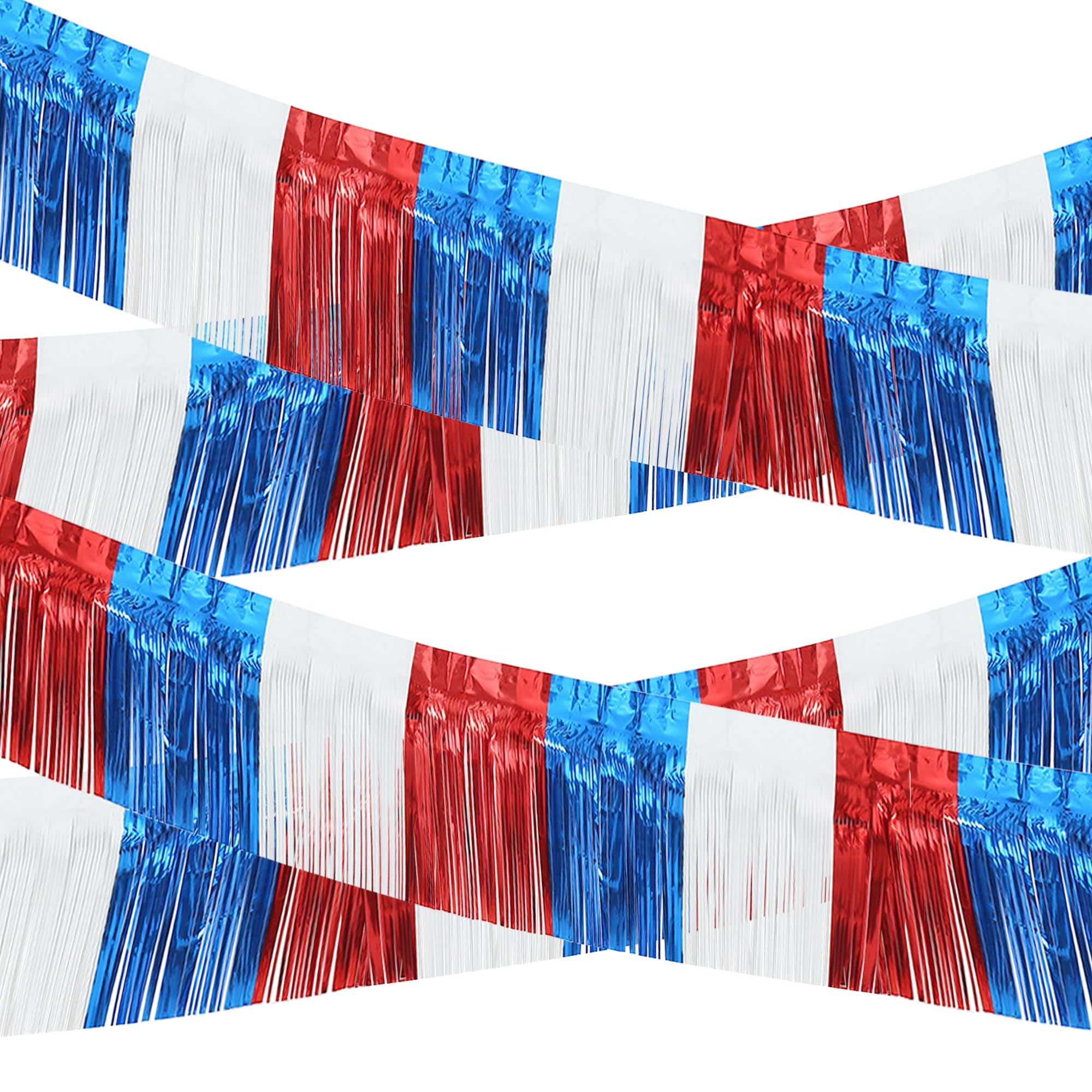 4 Pack 10 Feet Foil Fringe Garland Metallic Tinsel Streamers Banner Wall Hanging Fringe Backdrop Banner for Parade Floats Weddin