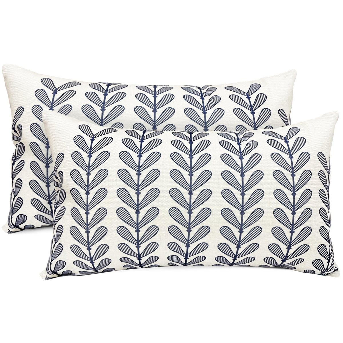 Rysmiyou Decorative Throw Pillow Covers Set Of 2 Blue Pillow Covers 12X20 Inch Throw Pillow Cover Linen Pillowcase Modern Boho F