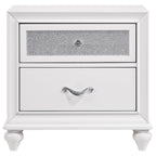 Coaster Home Furnishings Barzini Modern Classic 5-Piece Bedroom Set Velvet Upholstered Eastern King Size Wingback Bed Frame 63-inch Headboard White 300843KE-S5