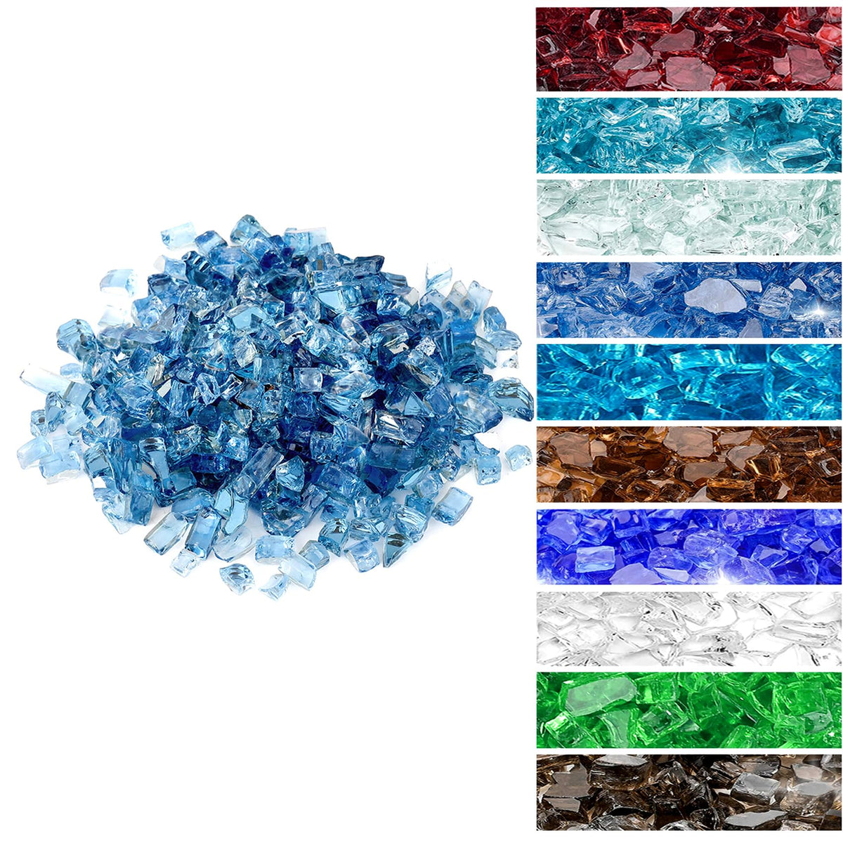 Onlyfire 10-Pounds High Luster Fire Glass For Natural Or Propane Fire Pit Fireplace & Landscaping, 1/2-Inch Pacific Blue