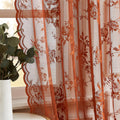 Terracotta Lace Curtains 80 Inches Long Country Rustic Floral Sheer Curtains for Living Room Bedroom Autumn Drapes Rod Pocket Li