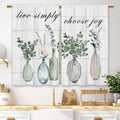 Laifzere Eucalyptus Bottles Plant Kitchen Curtains Sage Green Leaf Botanical Small Short Cafe Window Curtains Farmhouse Rustic F