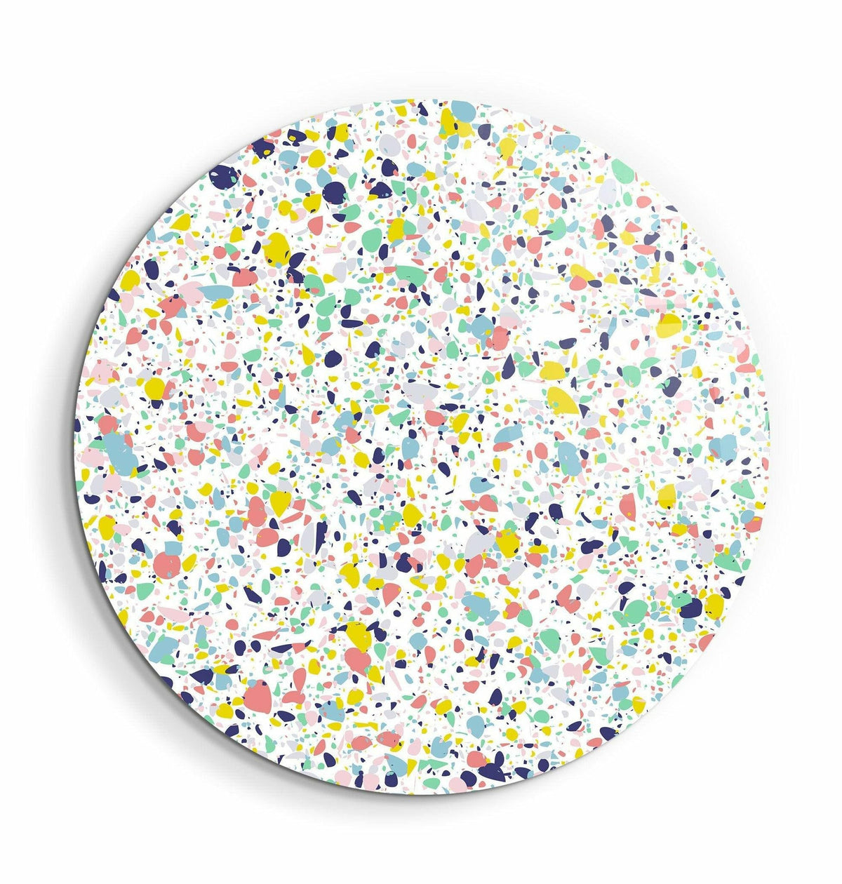DesignSkinz Rounded Glass Wall Art Decor for Living Room, Bedroom, Office, Study, Shelf (12x12inch Round)  Pastel Terrazzo
