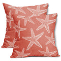 Kawani Beach Coral Starfish Pillow Covers 18X18 Inch Summer Nautical Coastal Ocean Decorative Pillow Cases Set Of 2 Cotton Linen